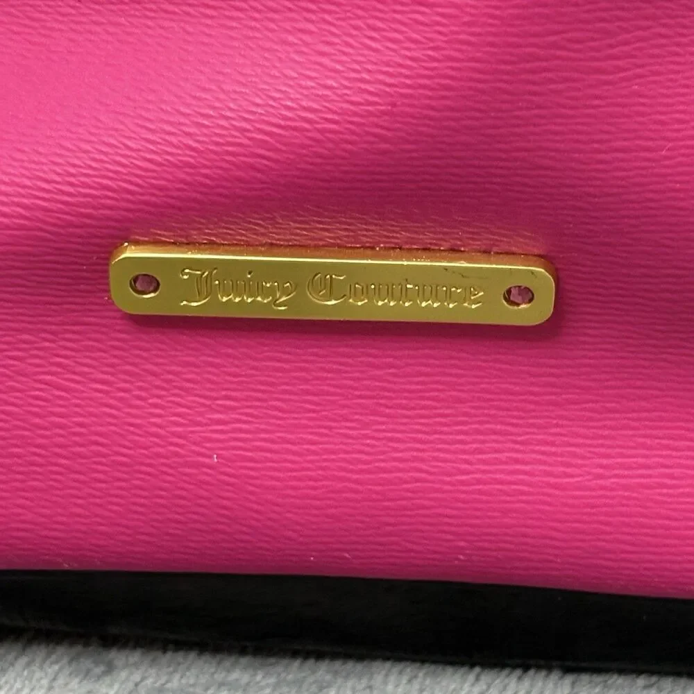 Y2kJuicy Couture Hot Pink Drawstring Bucket Backpack Gold Hardware Black Straps